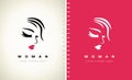 Woman face, hair, eyes, lips and nose. Beauty salon logo.